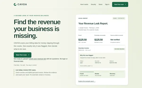 usecavoa.com home page