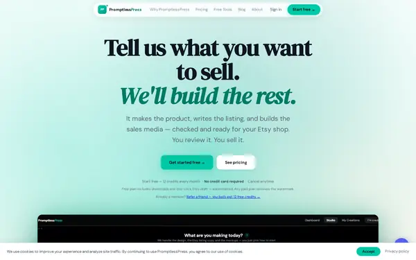 promptlesspress.com home page