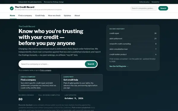 thecreditrecord.org home page
