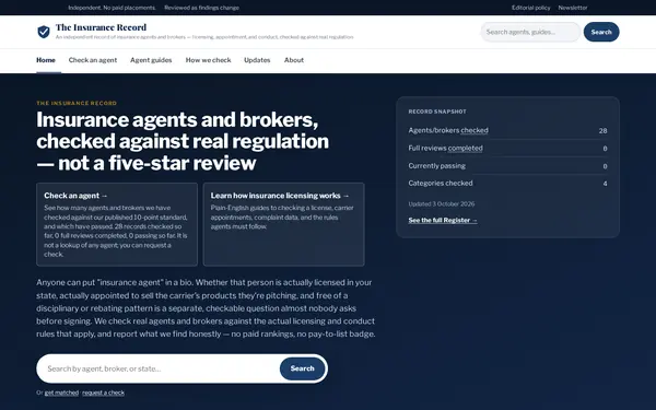 theinsurancerecord.org home page