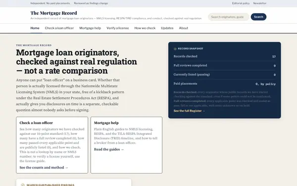 themortgagerecord.org home page