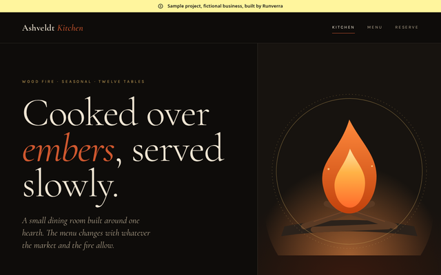 Screenshot of the Ashveldt Kitchen fictional sample